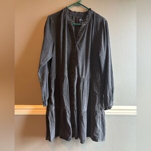 GAP Denim Charcoal Ruffled Dress